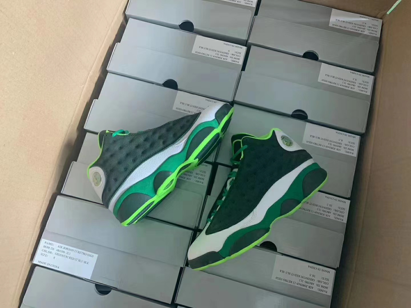 Air Jordan 13 Oregon Green White Shoes - Click Image to Close